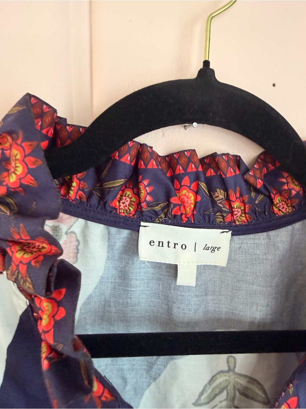 Etro Navy Floral Peasant Blouse SzL - Picture 4 of 6